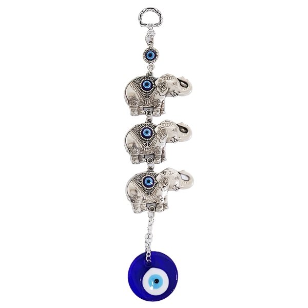Colgante Ojo Turco x 3 Elefantes Metal