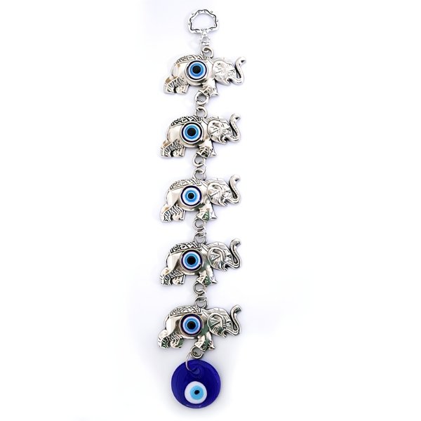 Colgante Ojo Turco x 5 Elefantes Metal
