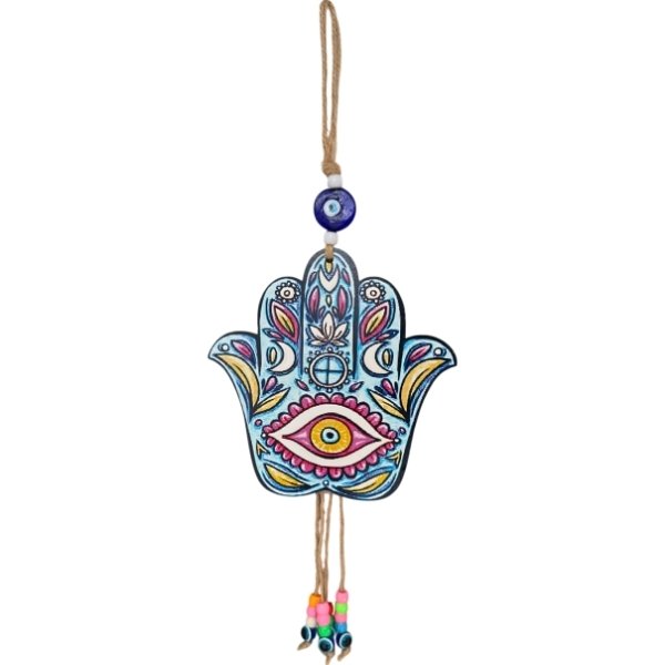 Colgante Mano Hamsa Ojo Turco Madera