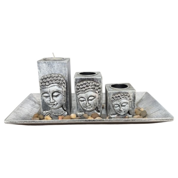 Portavela Buda x3 Velas Bandeja