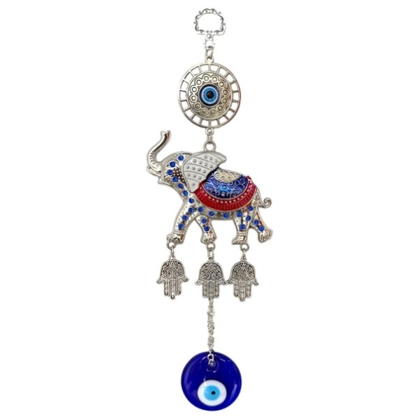 Colgante Ojo Turco Elefante x 3 Manos Metal