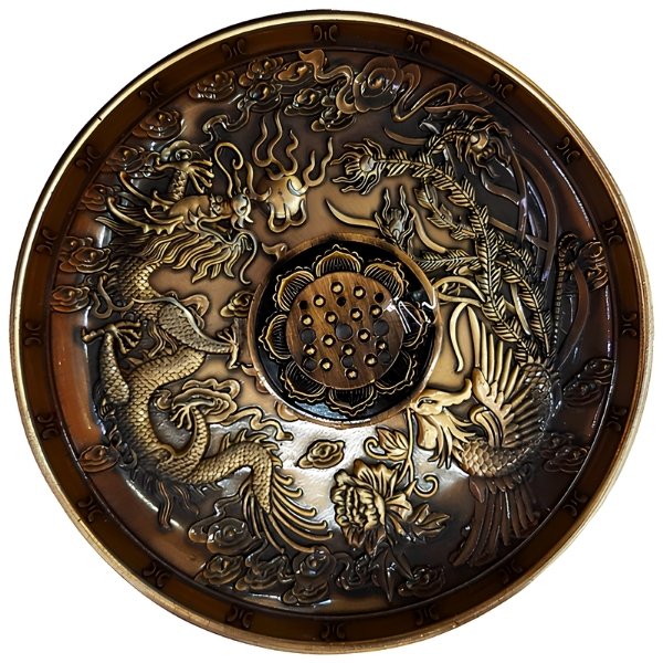 Portaincienso Plato Dragon y Ave Fenix Metal