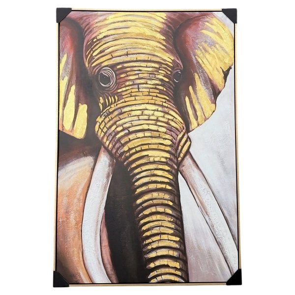 Cuadro Cabeza Elefante Pintado En Lienzo