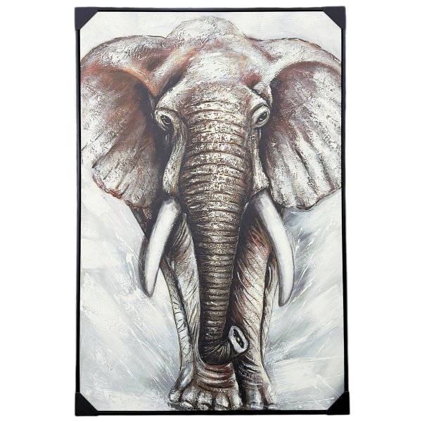 Cuadro Elefante Pintado En Lienzo