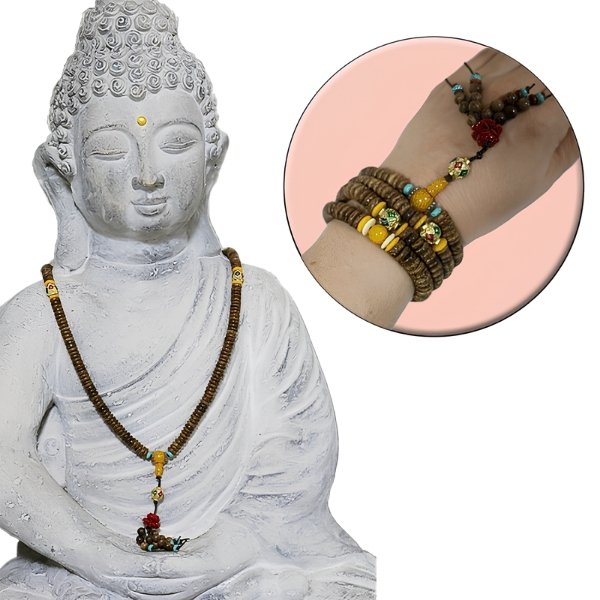 Japa Mala Budista Accesorios Flor Loto 108 Cuentas