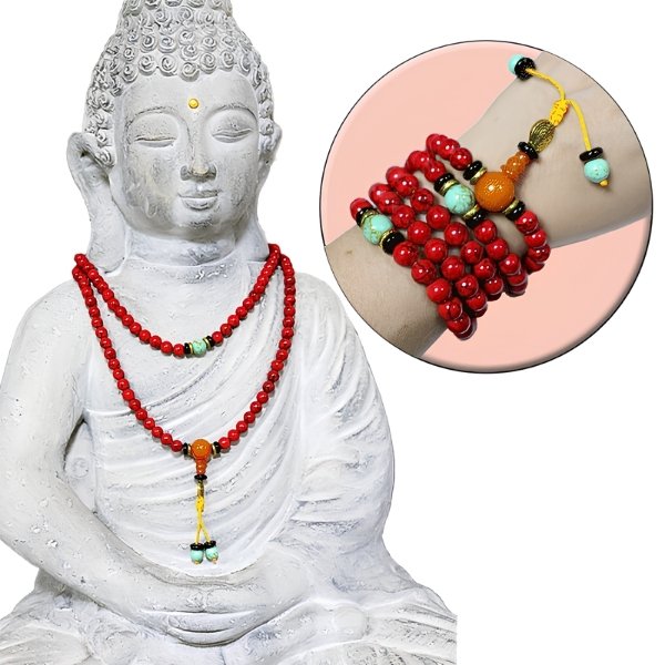 Japa Mala Budista Roja Dije 108 Cuentas