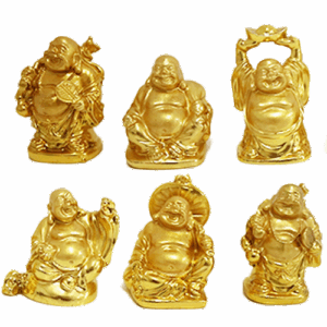 Buda x 6 Poliresina Brillante Dorado 6cm