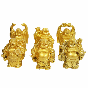Buda x 6 Posiciones Dorado Poliresina 7cm