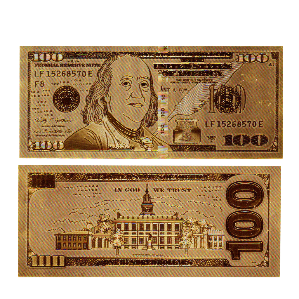 Billete Dolar Dorado 15.5cm x 6.5cm