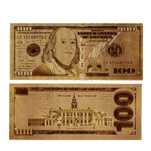 Billete Dolar Dorado 15.5cm x 6.5cm