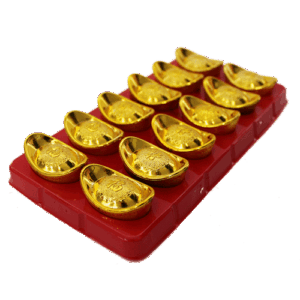 Lingote x 12 Plástico Dorado 4 cm