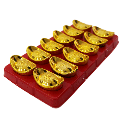 Lingote x 12 Plástico Dorado 4 cm