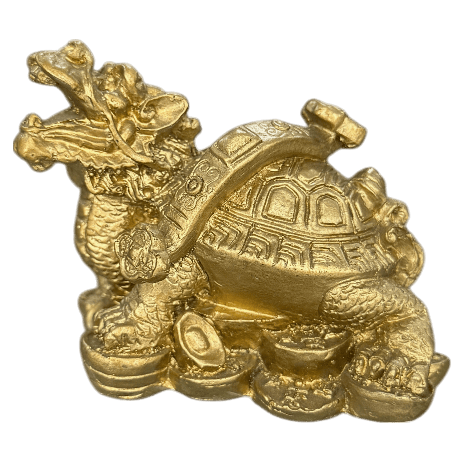 Tortuga Dragon Lingote/Ruyi Poliresina Dorado 6.5 cm