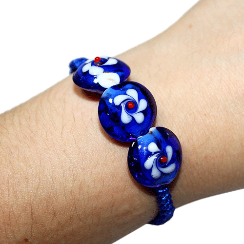 Pulsera Tejida Ovalada Flor Ovalada