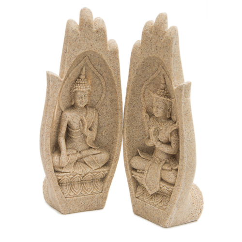 Manos Buda Joven Meditando Interior Piedra Beige 28cm