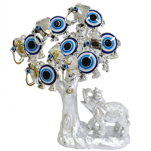 Arbol Ojo Turco Elefante Plateado Poliresina 16 cm