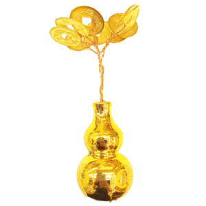 Arbol Wu Lou Monedas Plastico Dorado 5 cm