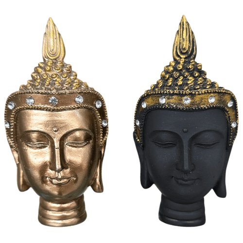 Cabeza Buda Aplique Diamante Poliresina 13 cm
