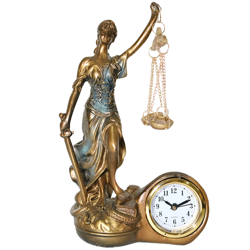 Diosa Justicia Reloj Poliresina 19.5 cm
