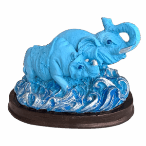 Elefante Rinoceronte Poliresina Azul 7cm