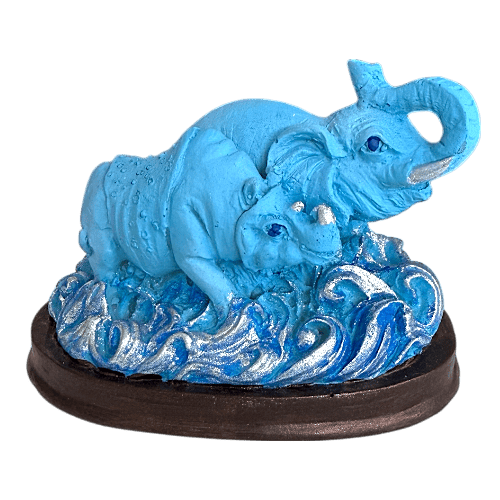 Elefante Rinoceronte Poliresina Azul 7cm