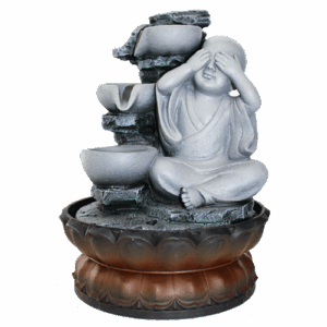 Fuente Shaolin No Ver 3 caidas Gris Poliresina