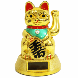Gato Neko Solar Dorado 12cm