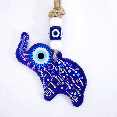 Ojo Turco Elefante Decorado Vidrio 21 cm