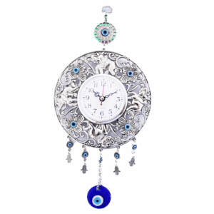 Ojo Turco Reloj Elefantes Flor Metal 34.5cm