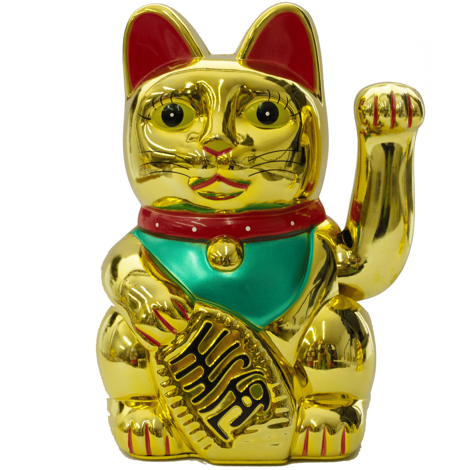 Gato Neko Plastico Dorado 25cm