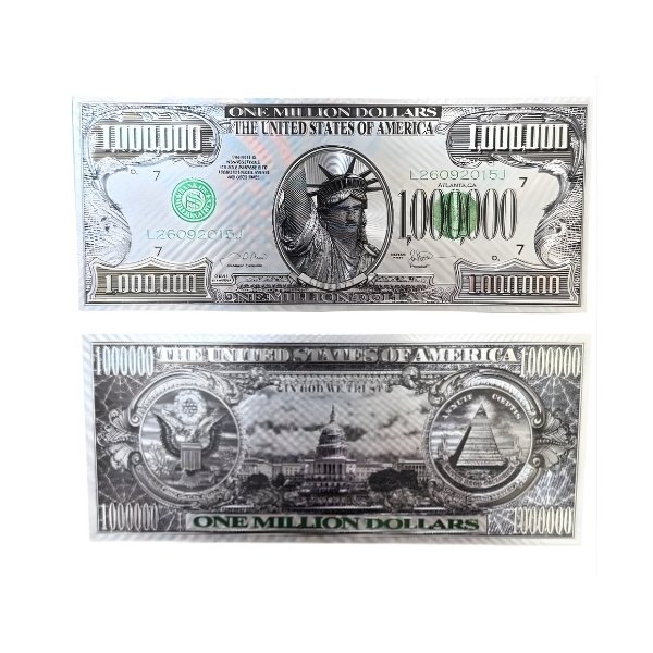 Billete Millón de Dólares Plateado