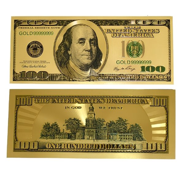 Billete Dólar Dorado Con Negro