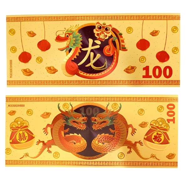 Billete Plástico Del Dragon Dorado