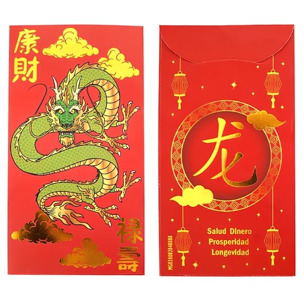 Sobre Rojo Chino Dragon Papel